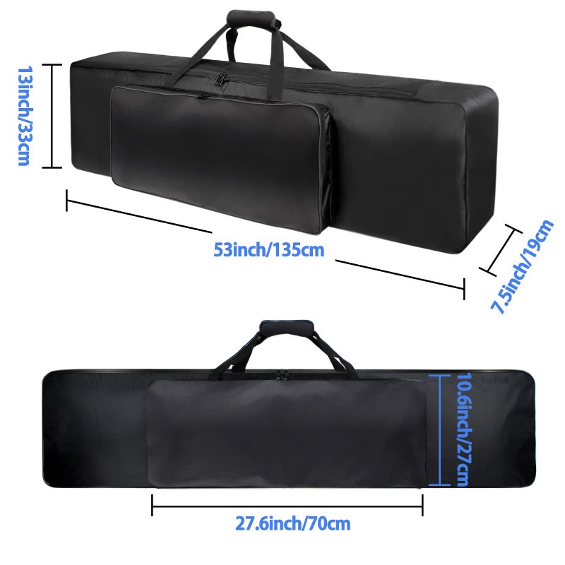 NKTM 88 Key Keyboard Case, 53.5"x12.6"x6.3" Electric Keyboard Bag Piano Gig Bag with Handles and Adjustable Shoulder Straps Keyboard Gig Bag - Black - Image 5